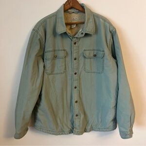 Vintage LL Bean Shacket Sherpa Lined Jacket Snap Button Traditional Fit Chore L